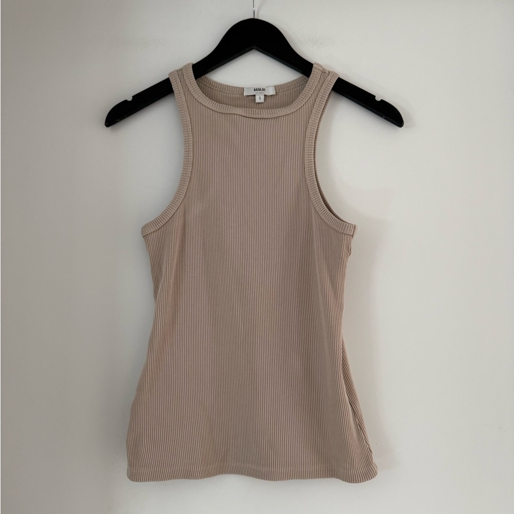 Agolde Beige Ribbed Tank Top - Picture 3 of 4